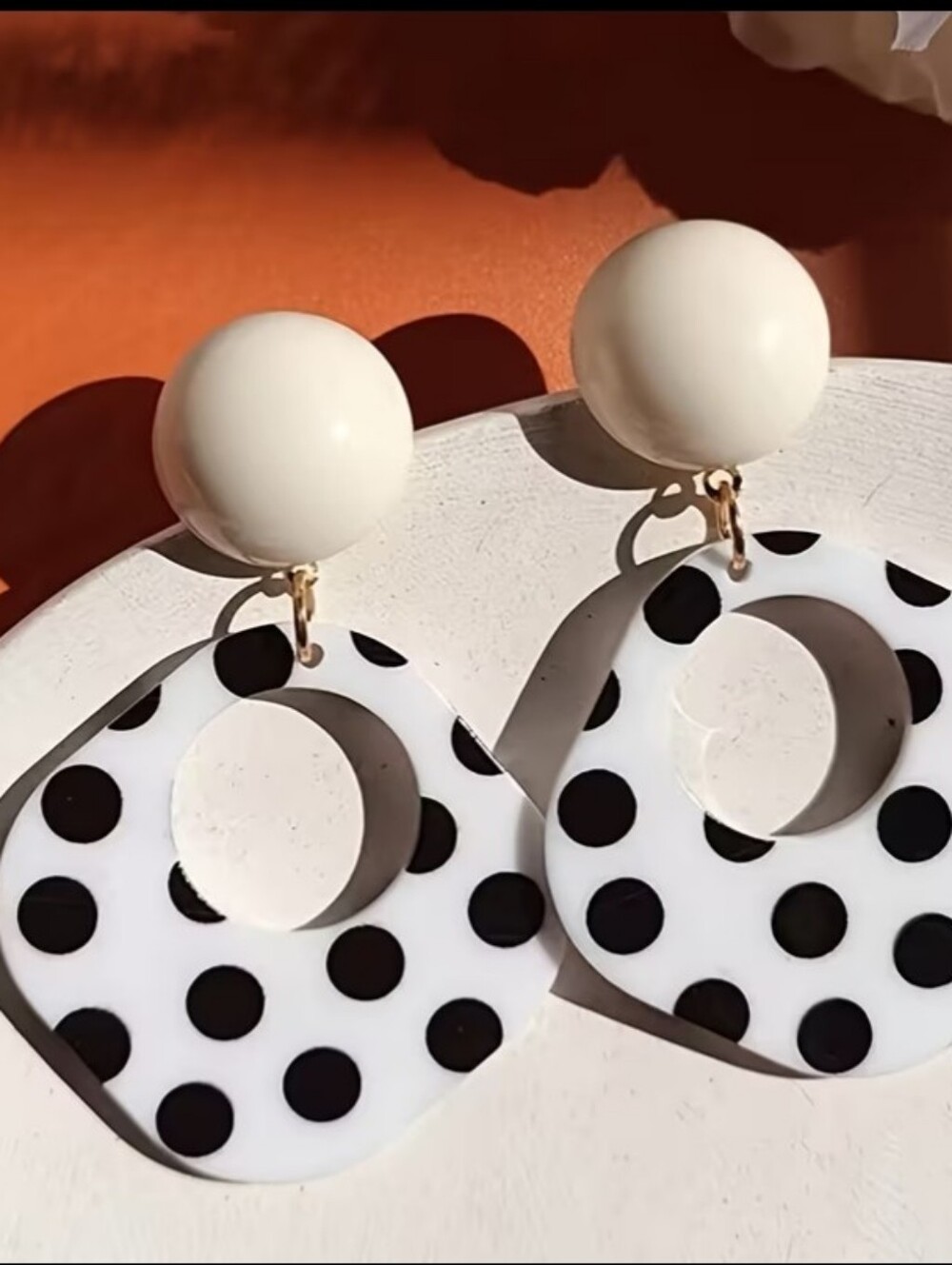 NEW! Polka Dot Drop Earrings - White and Black Women Accessories